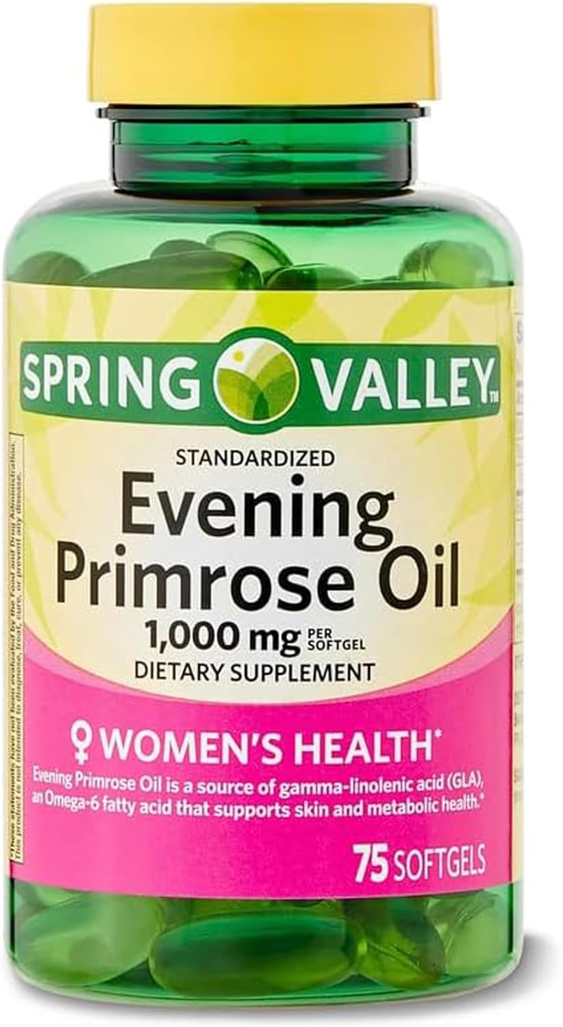 Evening Primrose Oil Softgels for Women's Health - 1000mg, 75 Count