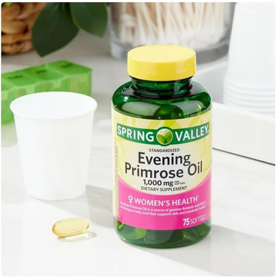Evening Primrose Oil Softgels for Women's Health - 1000mg, 75 Count