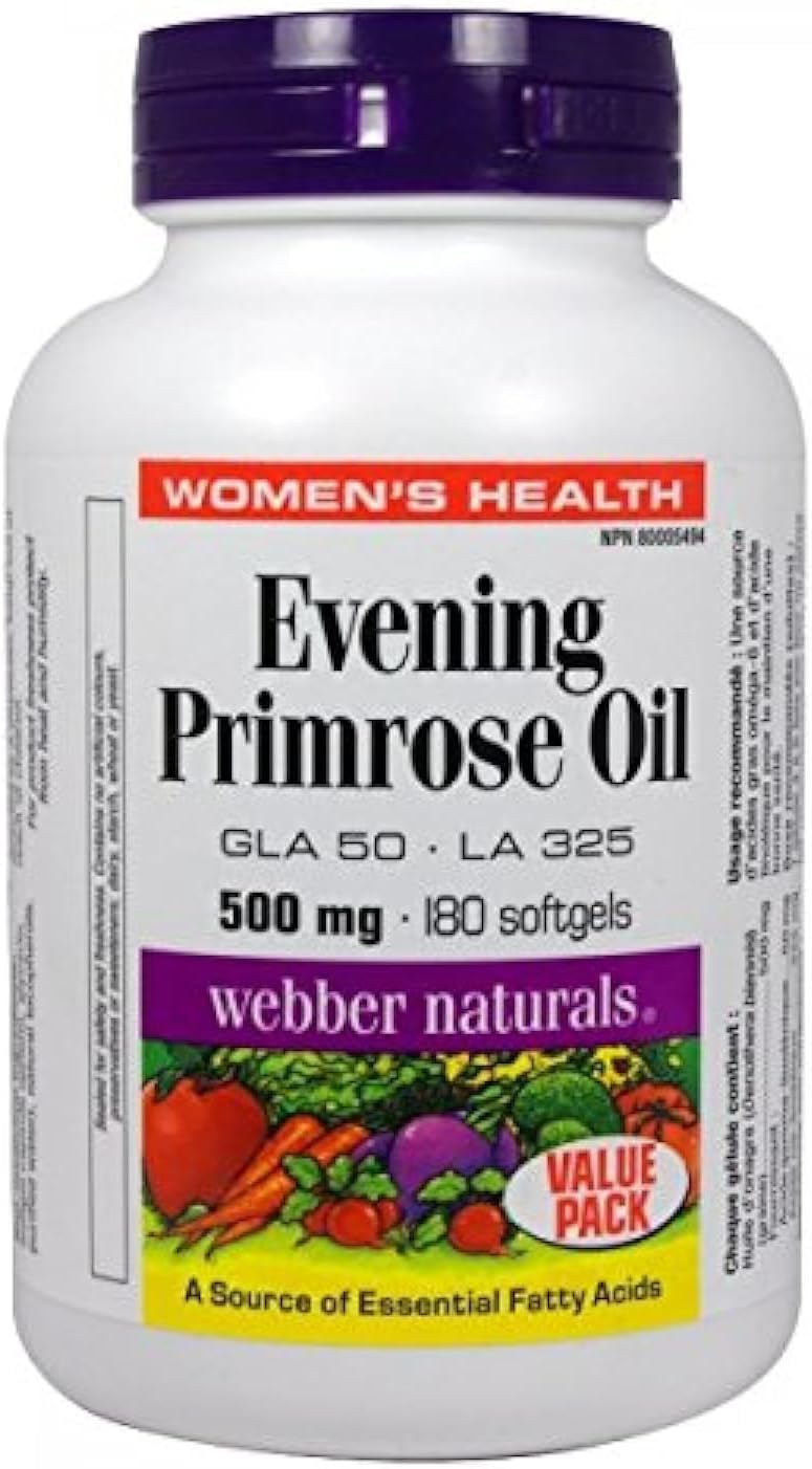 Evening Primrose Oil Supplement 500mg - 180 Softgels by Webber Naturals