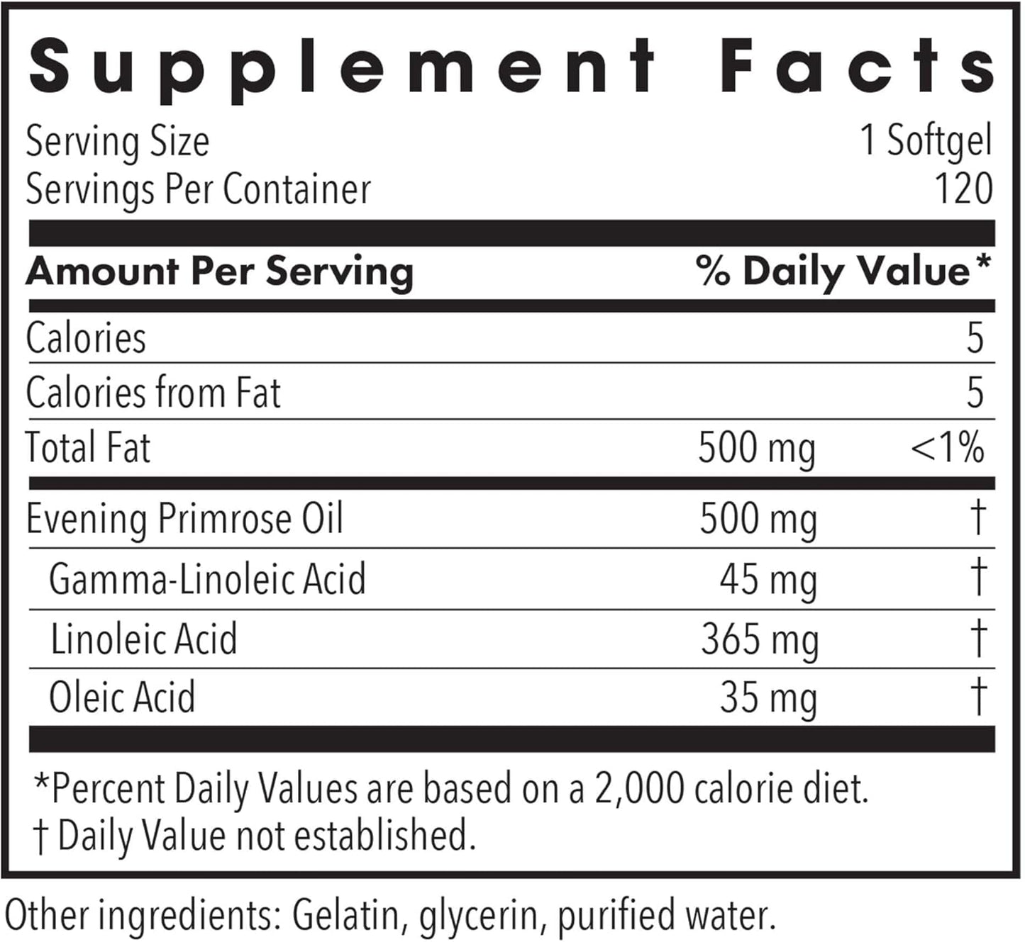Evening Primrose Oil Supplement for Dry Eyes - Omega-6, GLA, 500mg - 120 Count by Allergy Research Group