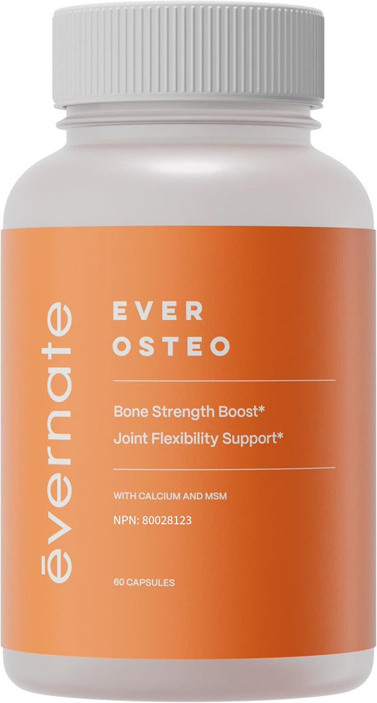 Evernate Ever Osteo Capsules - Support Bone Health, Density, and Flexibility with Calcium, Glucosamine, Chondroitin, and MSM - Non-GMO and Gluten-Free - 60 Count