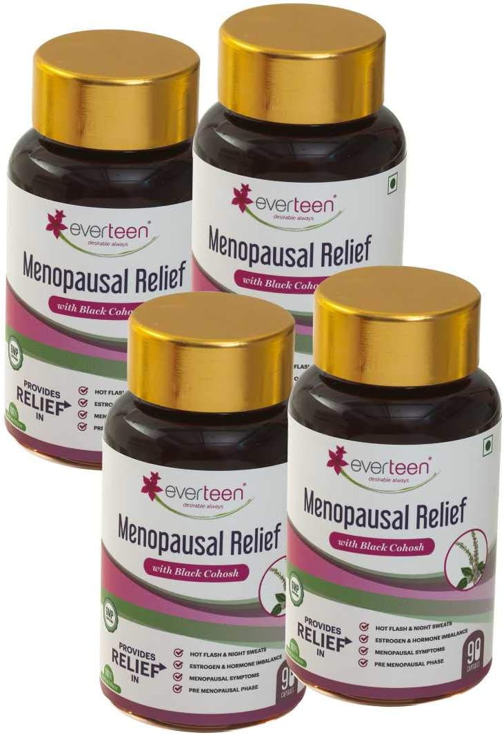 everteen® Menopausal Relief Capsules for Hot Flashes - Natural Solution for Women (4 Packs, 90 Capsules)