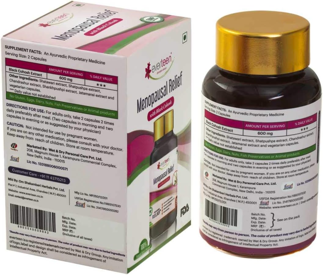 everteen® Menopausal Relief Capsules for Hot Flashes - Natural Solution for Women (4 Packs, 90 Capsules)