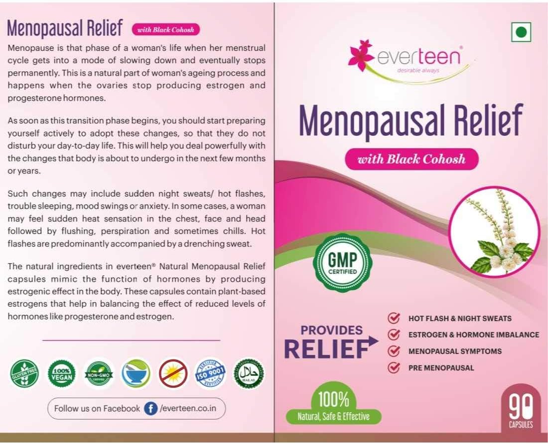 everteen® Menopausal Relief Capsules for Hot Flashes - Natural Solution for Women (4 Packs, 90 Capsules)
