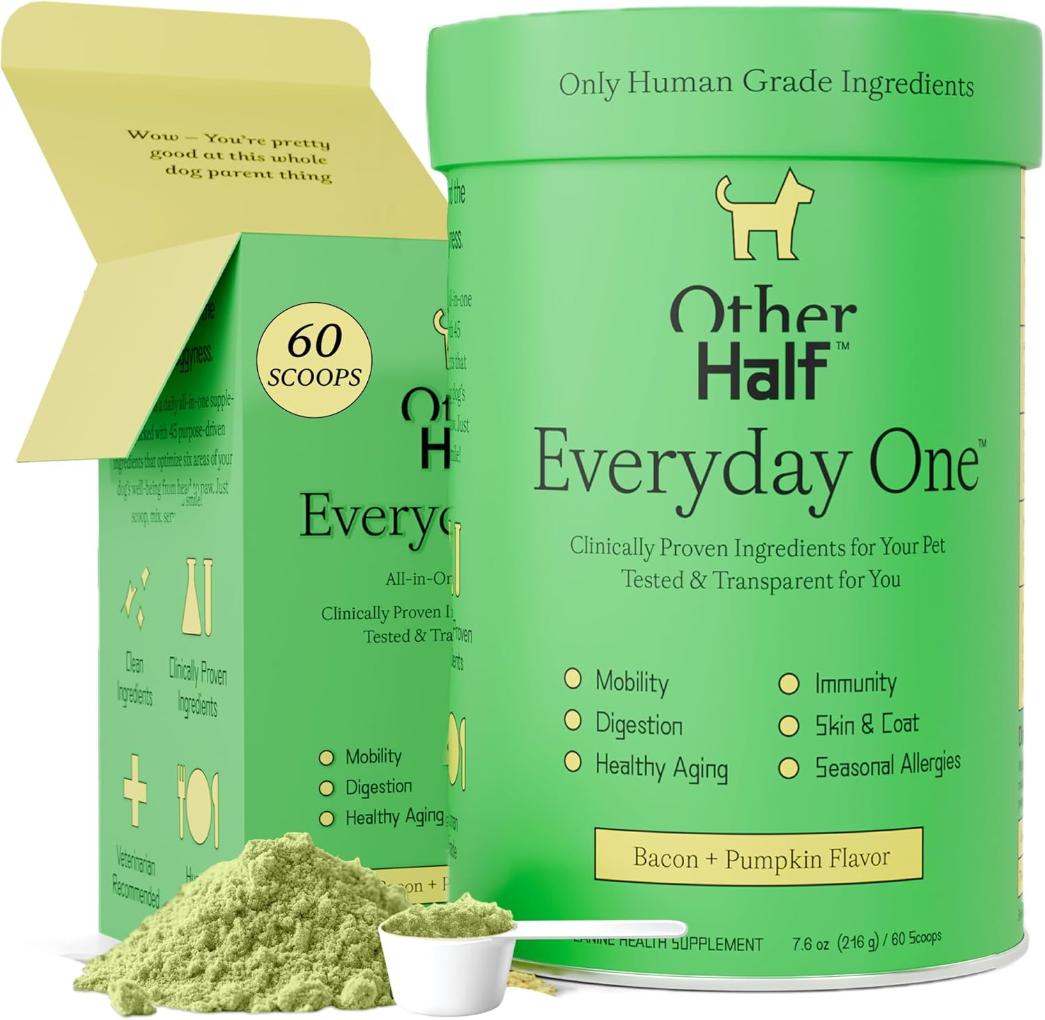 Everyday One Clean Dog Multivitamin - Joint, Gut, Allergy, Immune, Urinary Tract Support - Glucosamine, Chondroitin, Omega 3, Probiotics - 45 Active Ingredients