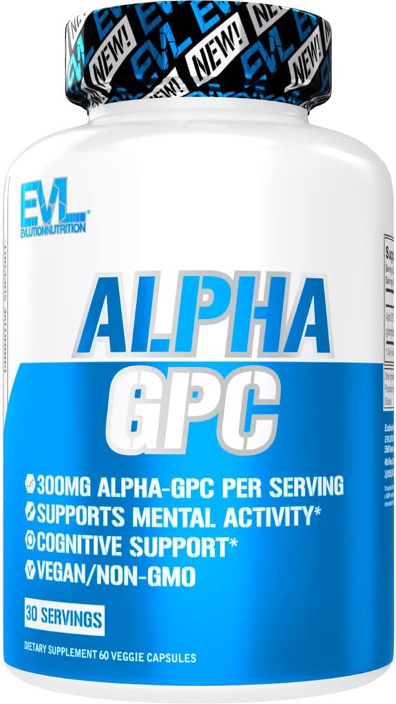 EVL Nootropic Alpha GPC Choline Supplement - Boost Memory and Focus with 600mg Alpha GPC Nootropics Brain Support - Mood Enhancer and Acetylcholine Precursor - EVL Nutrition Formula