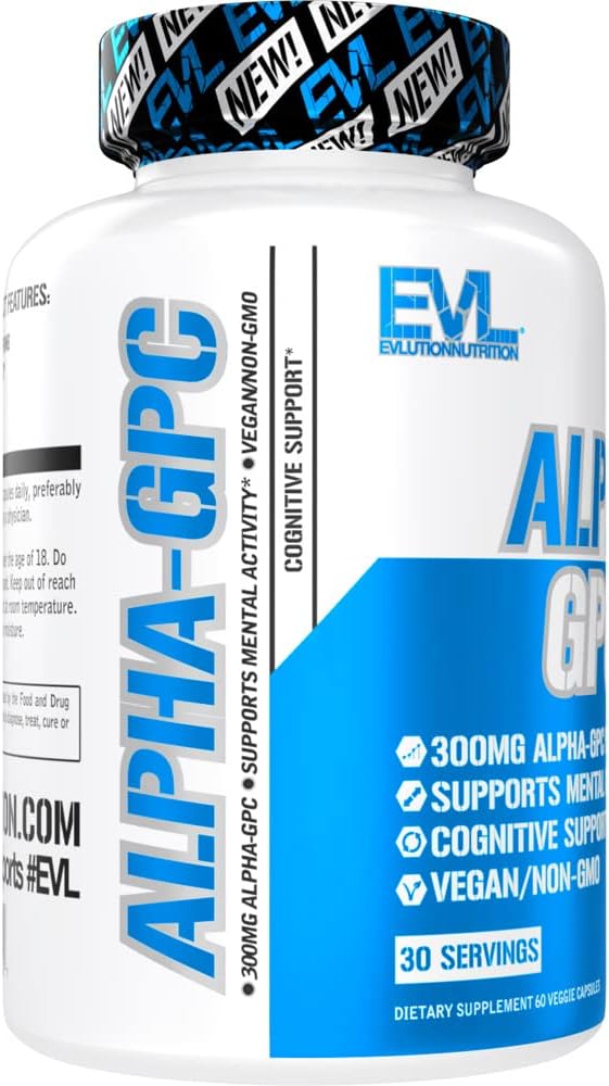 EVL Nootropic Alpha GPC Choline Supplement - Boost Memory and Focus with 600mg Alpha GPC Nootropics Brain Support - Mood Enhancer and Acetylcholine Precursor - EVL Nutrition Formula