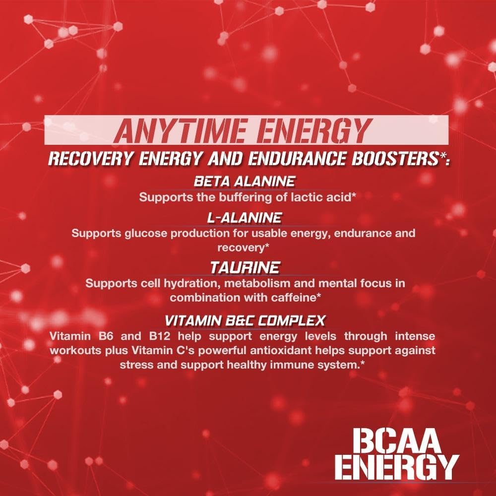 Evlution EVL BCAA Energy Powder for Muscle Recovery and Endurance - Natural Caffeinated Post Workout Drink - Fruit Punch Flavor