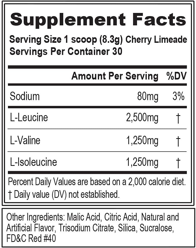 Evlution EVL BCAAs Amino Acids Powder - Cherry Limeade Flavor - Post Workout Recovery and Pre Workout Energy Drink - 5g BCAA Supplement for Men