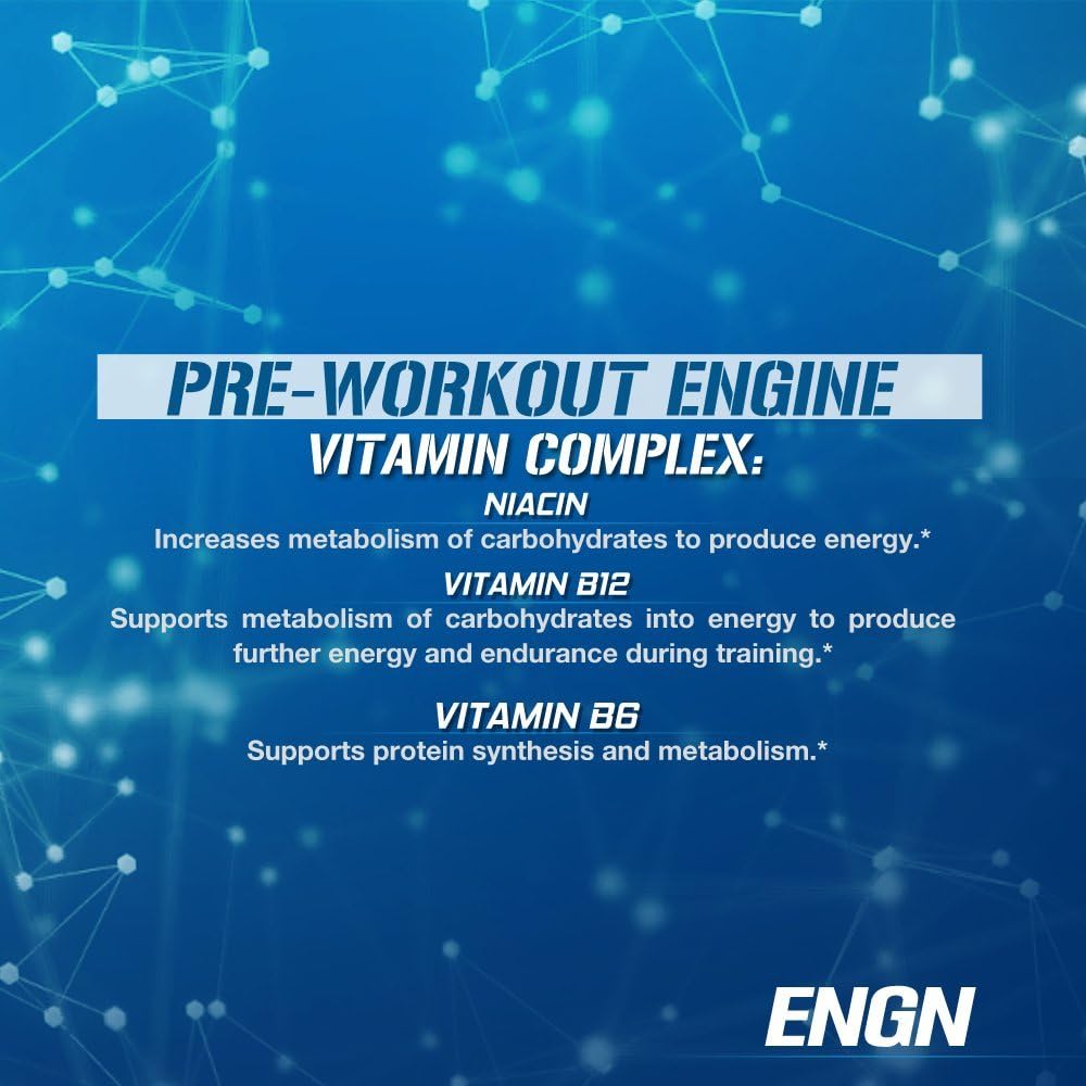 Evlution EVL Intense Pre Workout Powder - ENGN Energizing Drink for Men with Creatine for Energy, Focus, and Recovery - Blue Raz Flavor