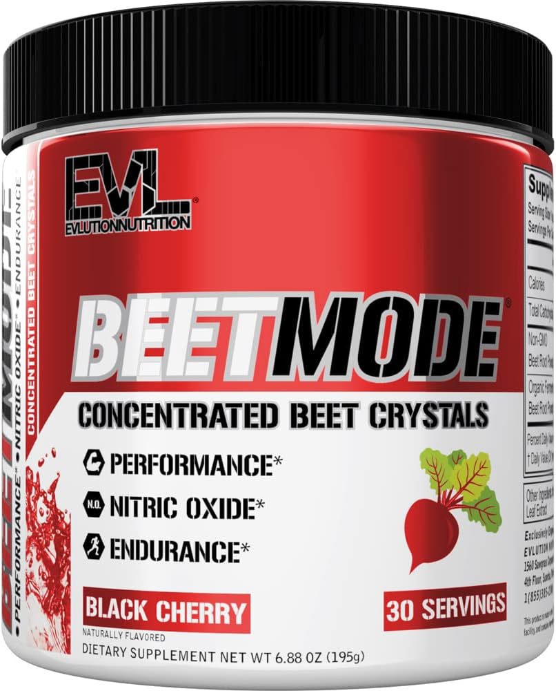Evlution Nutrition BeetMode Black Cherry Beet Root Powder - Nitric Oxide Booster - Pre/Post-Workout Supplement - Vegan & Gluten Free - 30 Servings