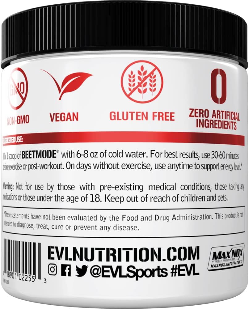 Evlution Nutrition BeetMode Black Cherry Beet Root Powder - Nitric Oxide Booster - Pre/Post-Workout Supplement - Vegan & Gluten Free - 30 Servings