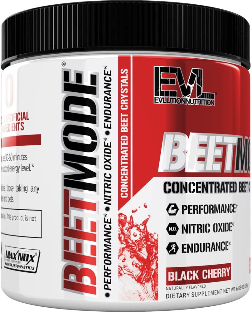 Evlution Nutrition BeetMode Black Cherry Beet Root Powder - Nitric Oxide Booster - Pre/Post-Workout Supplement - Vegan & Gluten Free - 30 Servings