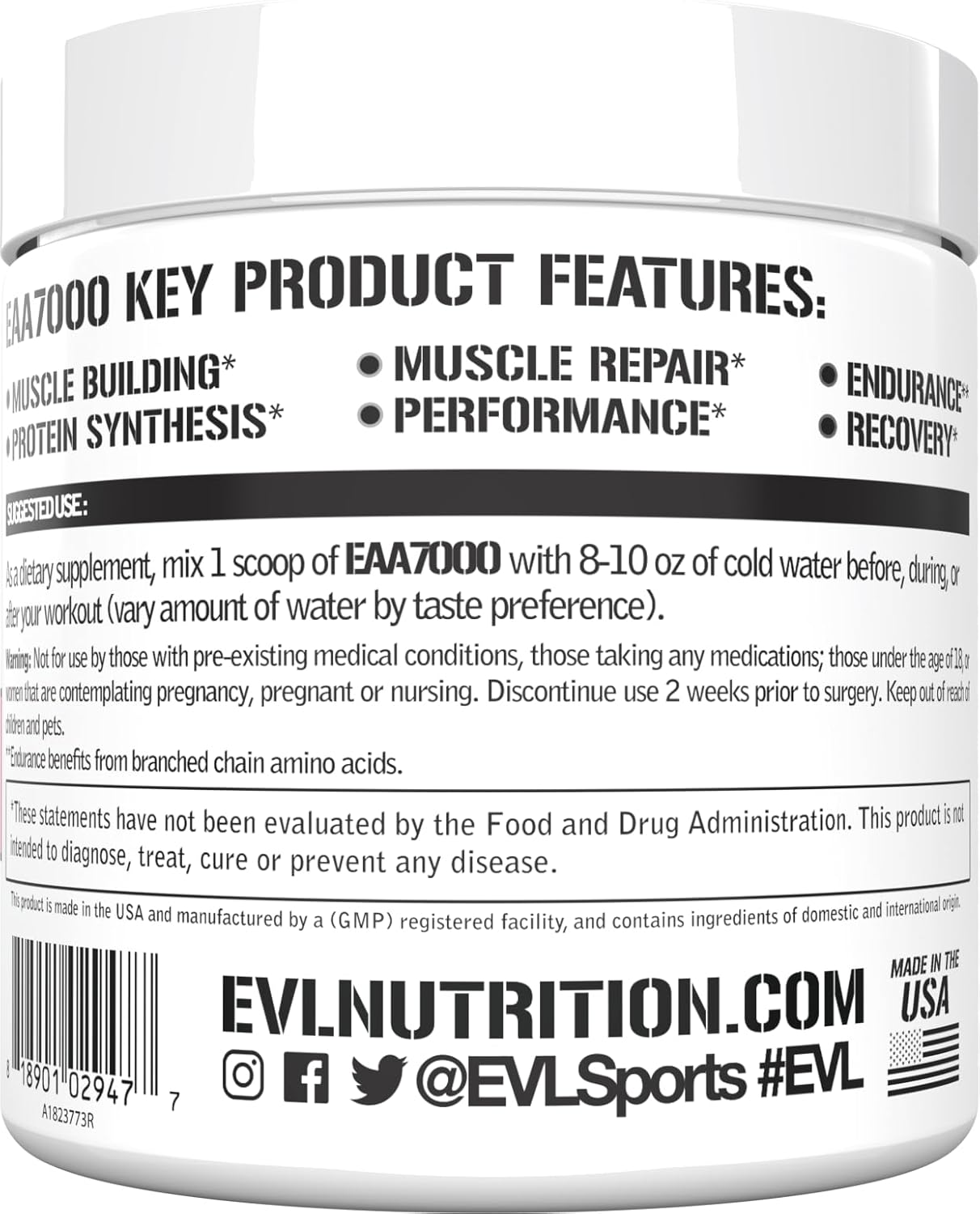 Evlution Nutrition EAA7000 Pink Lemonade Powder - Muscle Building & Recovery Supplement with BCAAs - 30 Servings