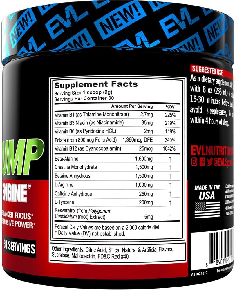 Evlution Nutrition ENGN Pump: Cherry Limeade Pre-Workout Powder with Creatine for Lasting Energy - 30 Servings