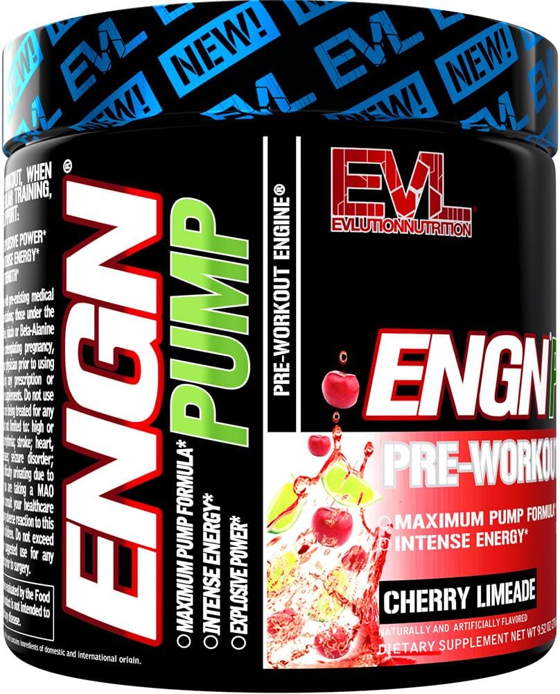 Evlution Nutrition ENGN Pump: Cherry Limeade Pre-Workout Powder with Creatine for Lasting Energy - 30 Servings