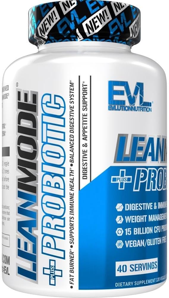 Evlution Nutrition Leanmode + Probiotic Capsules - 15 Billion CFUs for Digestive Support & Gut Health - 40 Servings
