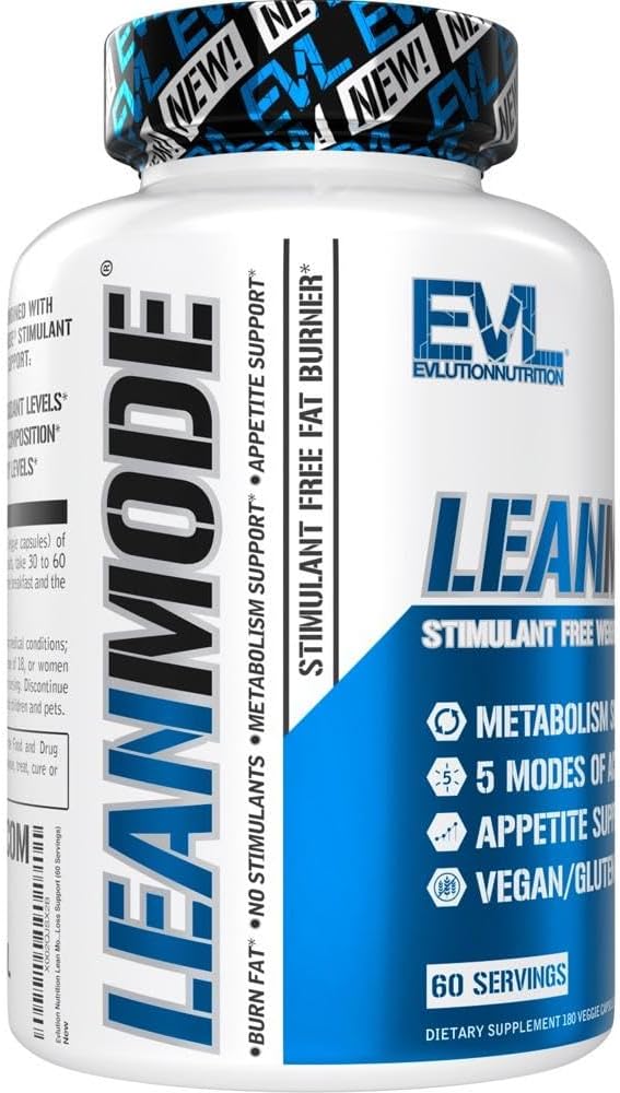 Evlution Nutrition LeanMode Weight Loss Support Pills - Premium Appetite and Metabolism Booster for Men and Women - Includes Green Coffee Bean Extract, CLA, and Garcinia Cambogia - 60 Servings