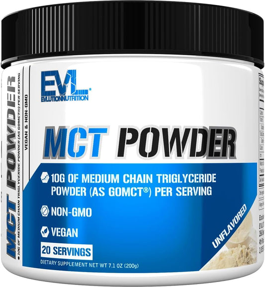 Evlution Nutrition MCT Oil Powder - Keto Supplement for Brain & Body Energy - 10G MCTs - Vegan & Non-GMO - 20 Servings
