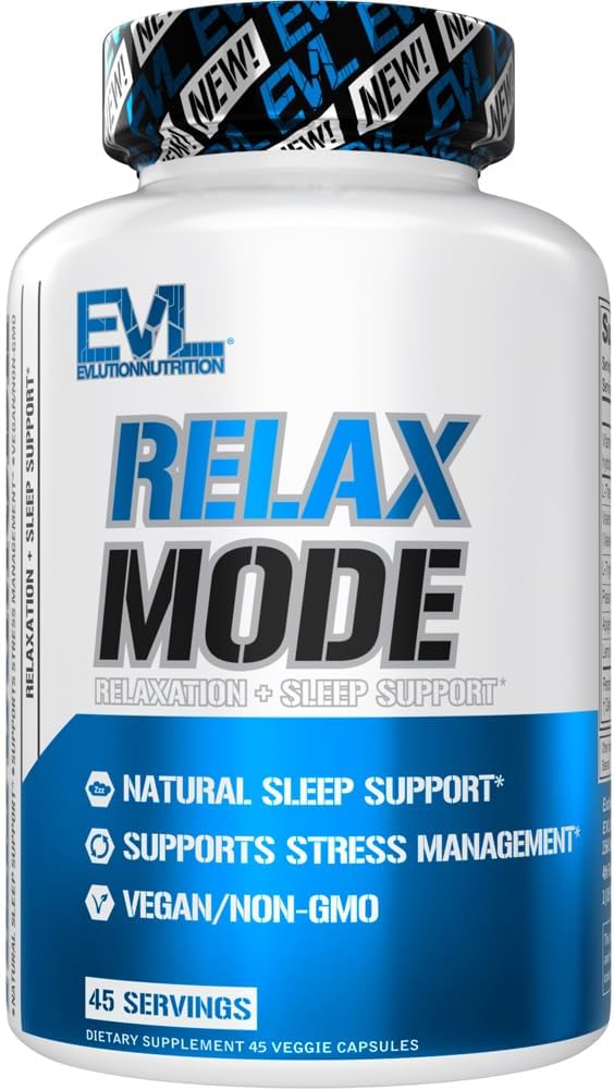 Evlution Nutrition RelaxMode: Natural Sleep Support with L-Theanine & Valerian Root Extract - Vegan & Non-GMO Dietary Supplement - 45 Servings
