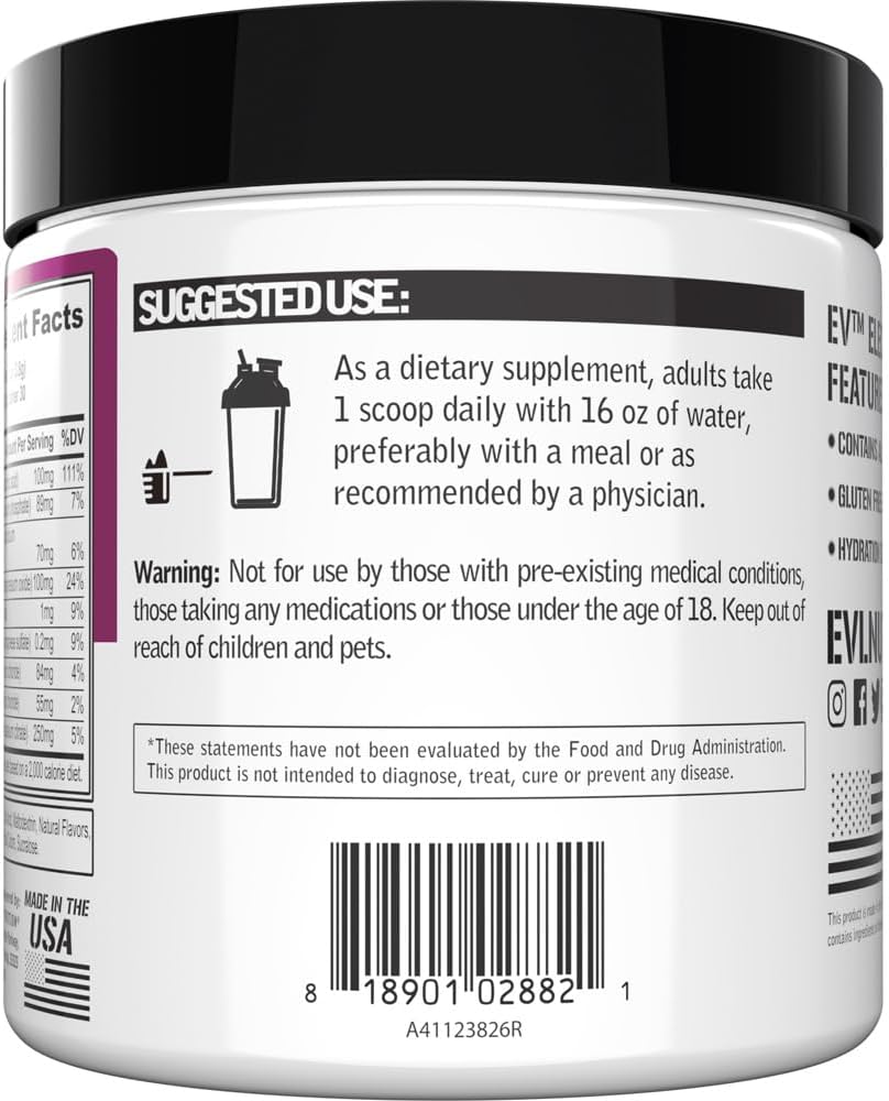 Evlution Ultimate Electrolyte Powder - Berry Splash Hydration Drink Mix with 8 Key Electrolytes, Antioxidants - Vegan, Gluten Free, Keto Friendly