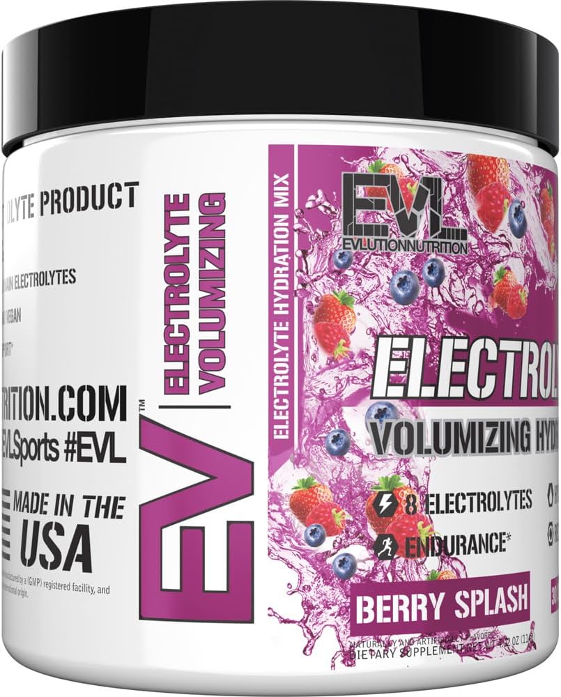 Evlution Ultimate Electrolyte Powder - Berry Splash Hydration Drink Mix with 8 Key Electrolytes, Antioxidants - Vegan, Gluten Free, Keto Friendly