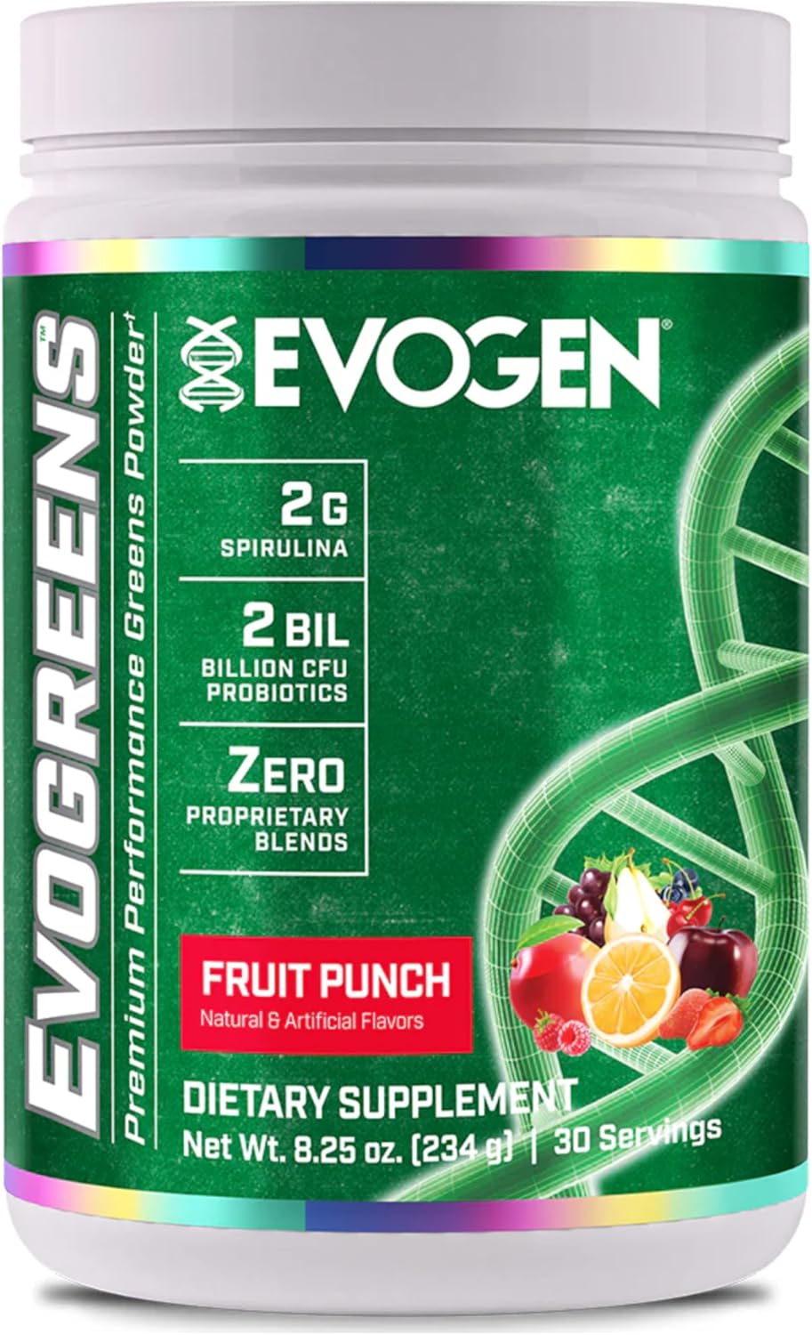 Evogen Evogreens Super Greens Powder - Boost Recovery, Wellness, & Immune Health - Spirulina, Probiotics, Pomegranate - Berry - 30 Servings