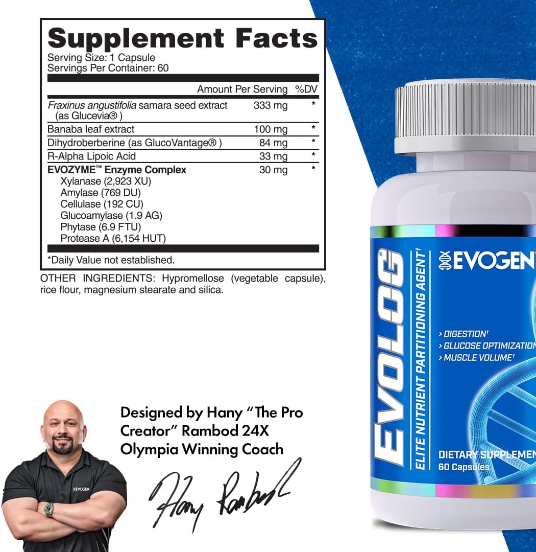Evogen Evolog - Advanced Nutrient Partitioning Supplement for Muscle Growth & Digestion - 60 Capsules