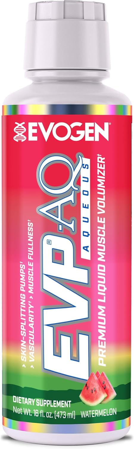 Evogen EVP AQ Liquid Glycerol Muscle Volumizer Pre Workout - Watermelon Flavor - 16 fl oz - Enhances Pumps, Vascularity, & Hydration - Premium Formula for Men & Women