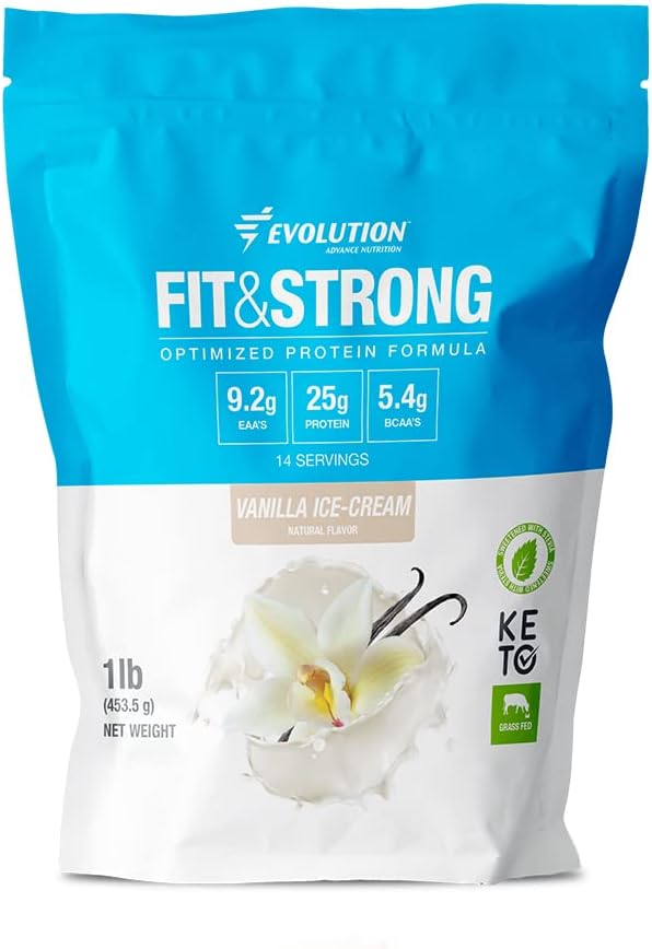 Evolution Advance Grass Fed 100% Whey Protein Powder - Vanilla Flavor, Fast Absorbing for Muscle Recovery - 1lb