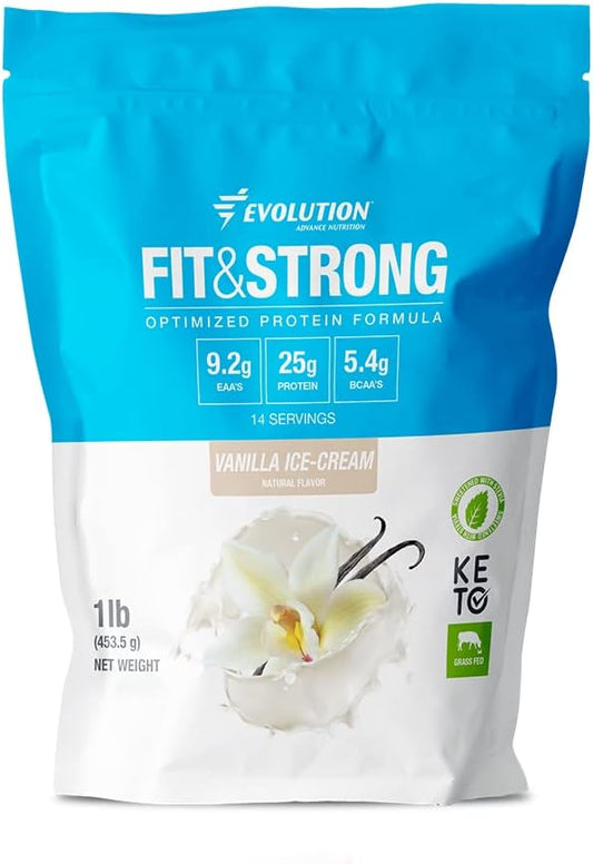 Evolution Advance Grass Fed 100% Whey Protein Powder - Vanilla Flavor, Fast Absorbing for Muscle Recovery - 1lb