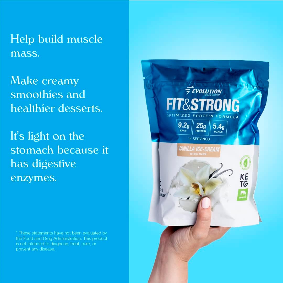 Evolution Advance Grass Fed 100% Whey Protein Powder - Vanilla Flavor, Fast Absorbing for Muscle Recovery - 1lb