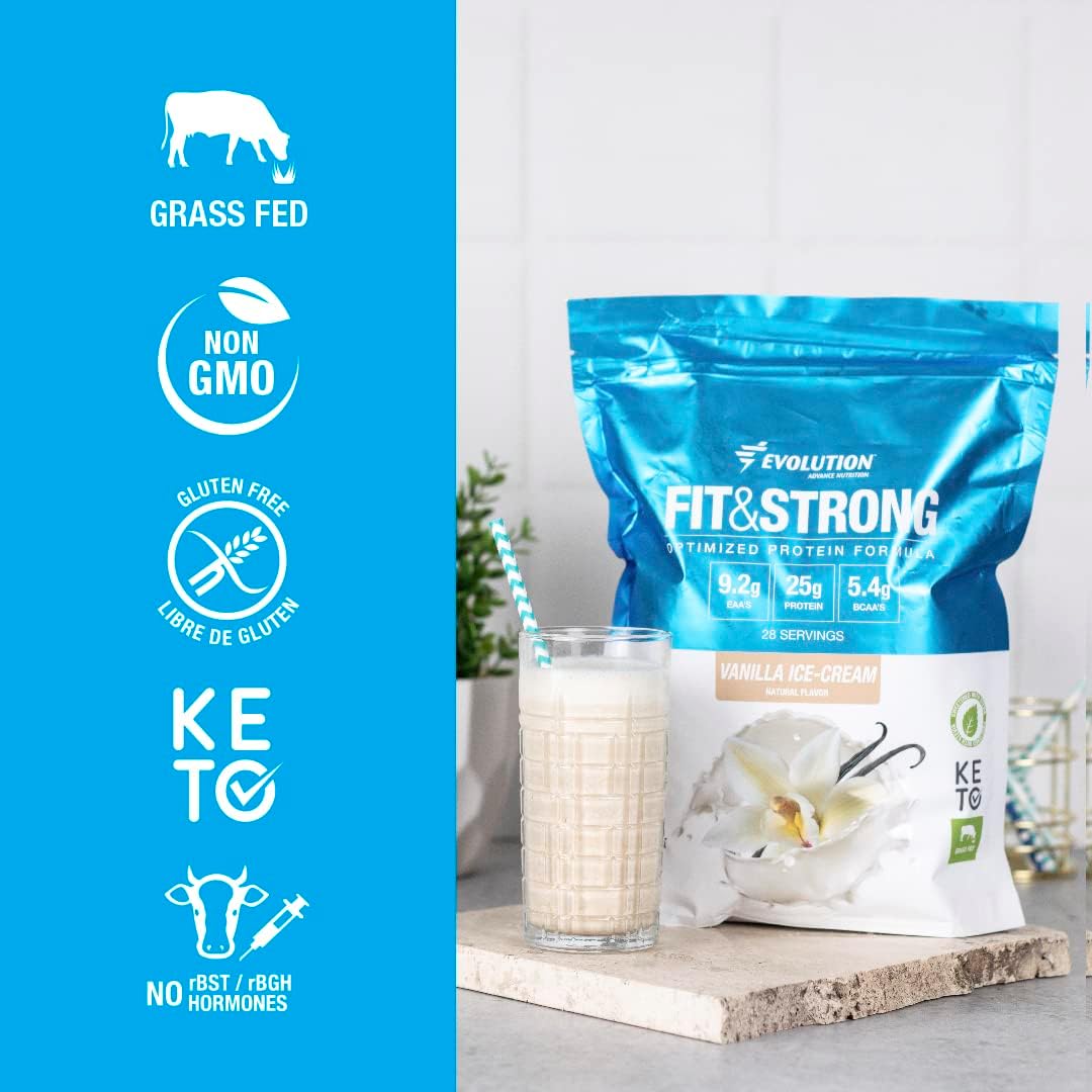 Evolution Advance Grass Fed 100% Whey Protein Powder - Vanilla Flavor, Fast Absorbing for Muscle Recovery - 1lb