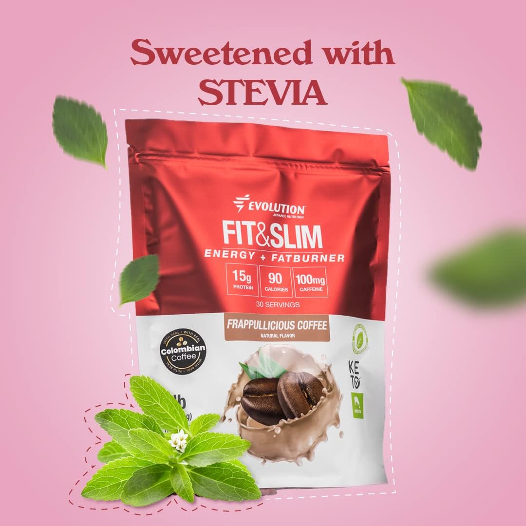 Evolution Advance Sport Nutrition Fit & Slim Grass-Fed Whey Protein Powder - Keto-Friendly, Non-GMO, Stevia Sweetened - 2 lbs (Frappullicious Coffee)