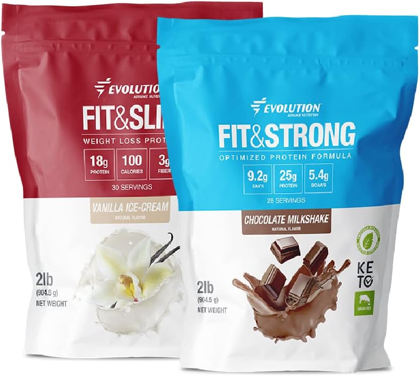 Evolution Advance Sport Nutrition Grass Fed Whey Protein Powder with Glucomannan & Inulin Fiber - High Fiber & Protein, Keto Approved, Stevia Sweetened - 2 Pack