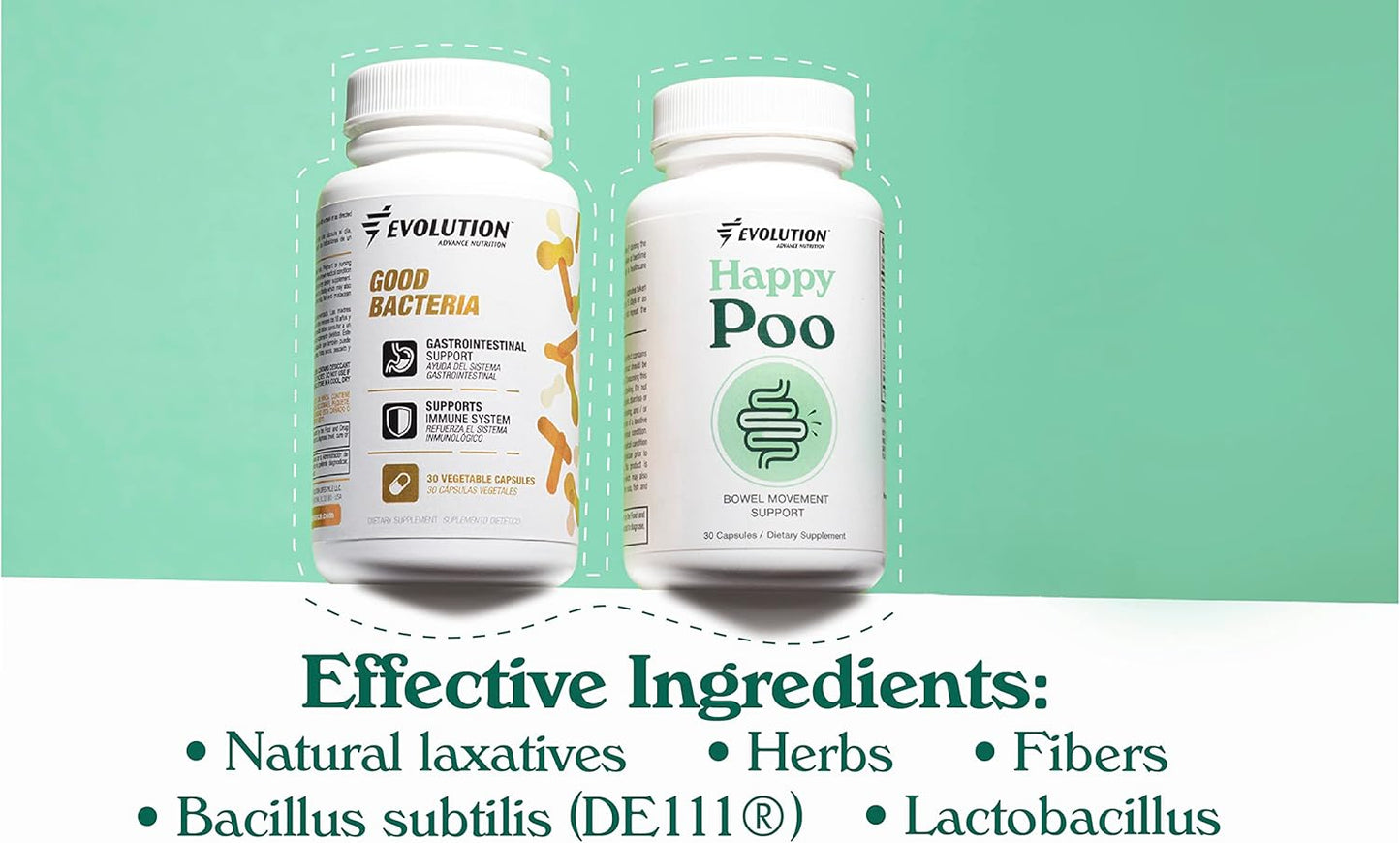 Evolution Advance Sport Nutrition Happy Colon + Pro Daily Probiotic - Non GMO, Vegan, Gluten Free - 30 Capsules