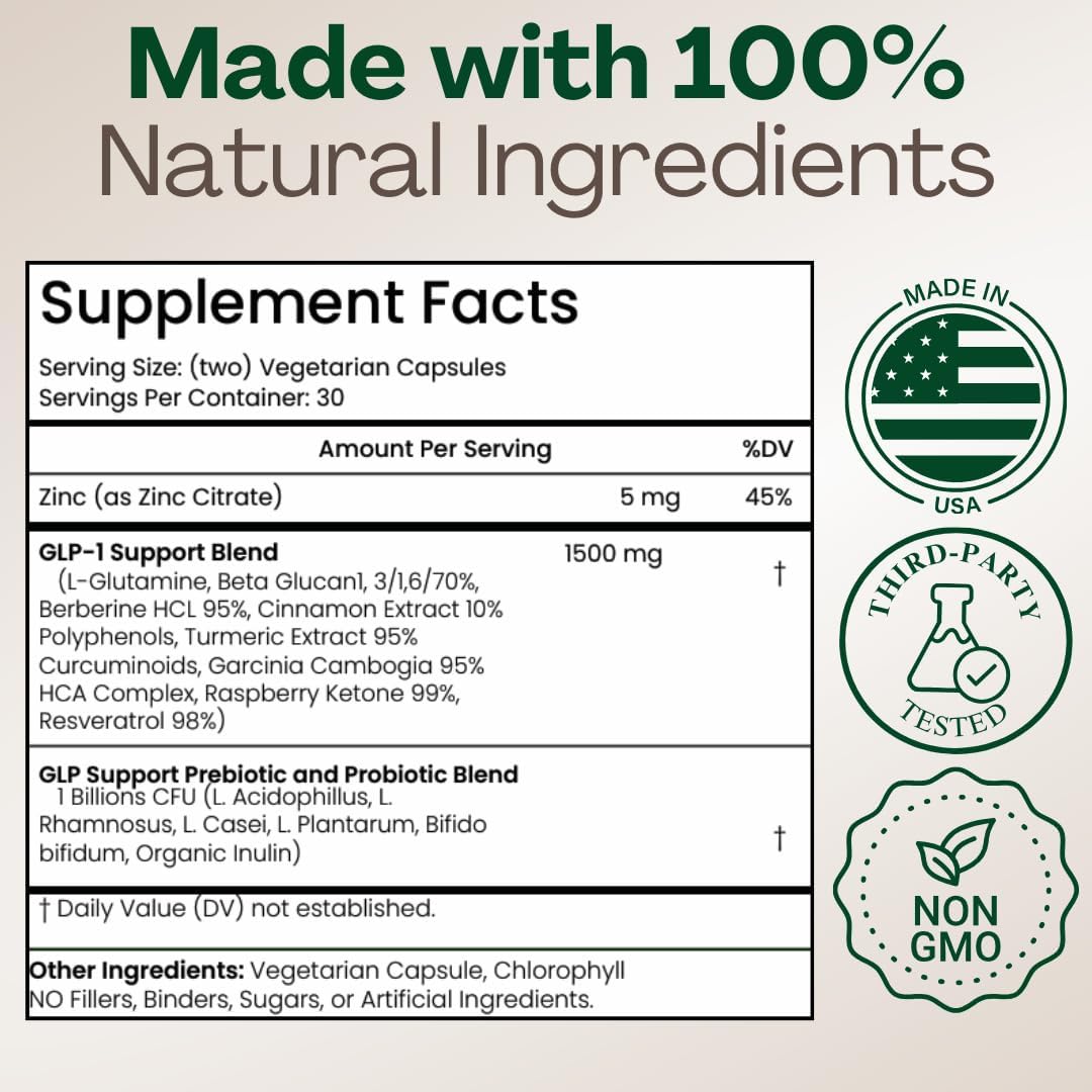 Expert-Formulated GLP-1 Supplement for Hunger & Metabolism Support | Probiotic and Prebiotic Capsules for Women and Men (60 Count)