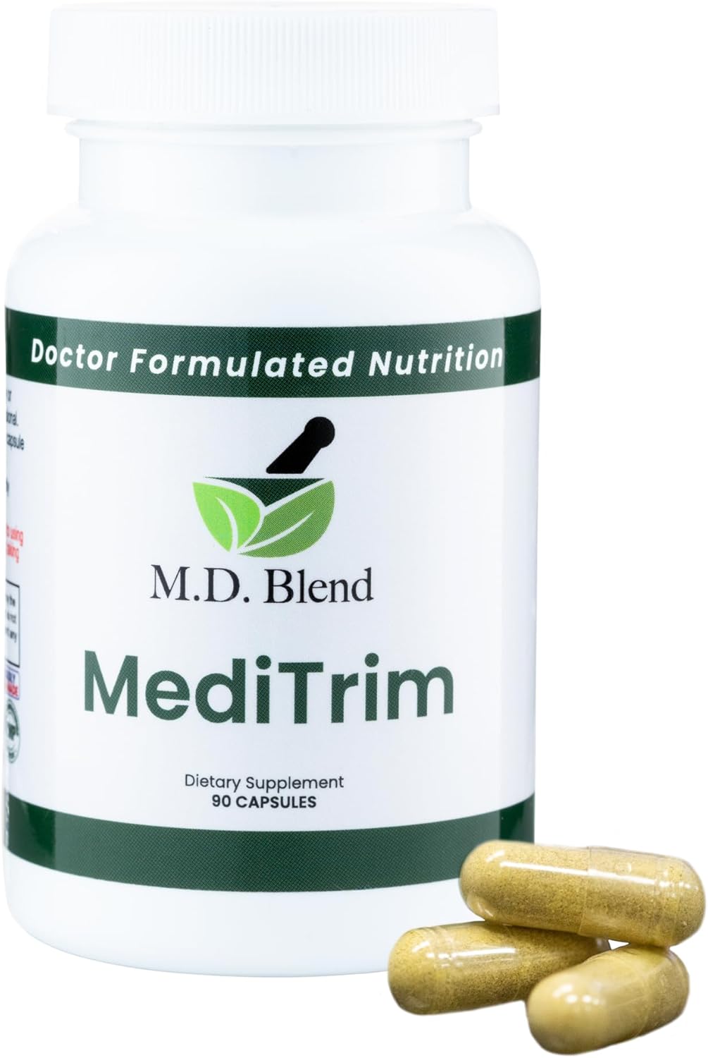 Expert Formulated M.D. MediTrim Supplement for Energy, Satiety, & Physique Goals - Green Coffee, Green Tea, Apple Cider Vinegar - 90 Capsules