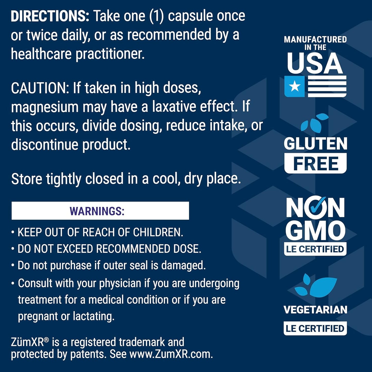 Extend-Release Magnesium Capsules for Heart & Bone Health - Bioavailable Formula, Gluten-Free, Non-GMO, Vegetarian - 60 Count