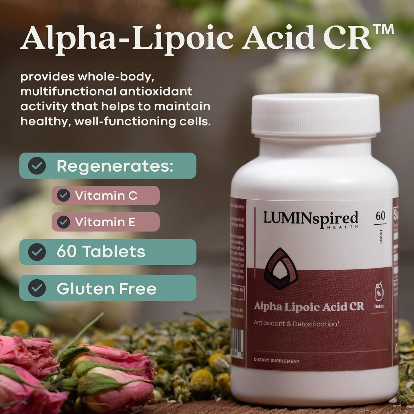 Extended Release Alpha Lipoic Acid CR with Biotin - Antioxidant Supplement for Better Absorption - 60 Vegetarian Tablets - Made in USA