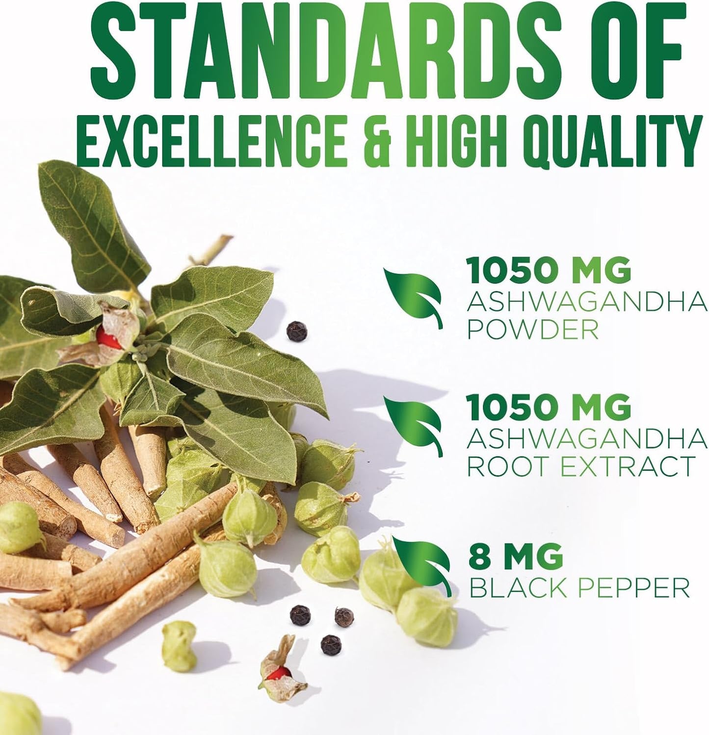 Extra Strength 2100mg Ashwagandha Supplements for Women & Men - Antioxidant Support, Vegan Powder - Non-GMO & Gluten Free - 60 Capsules
