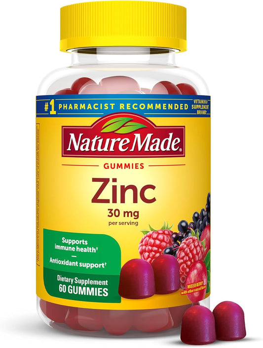 Extra Strength 30 mg Zinc Gummies for Immune Health and Antioxidant Support - 60 Count