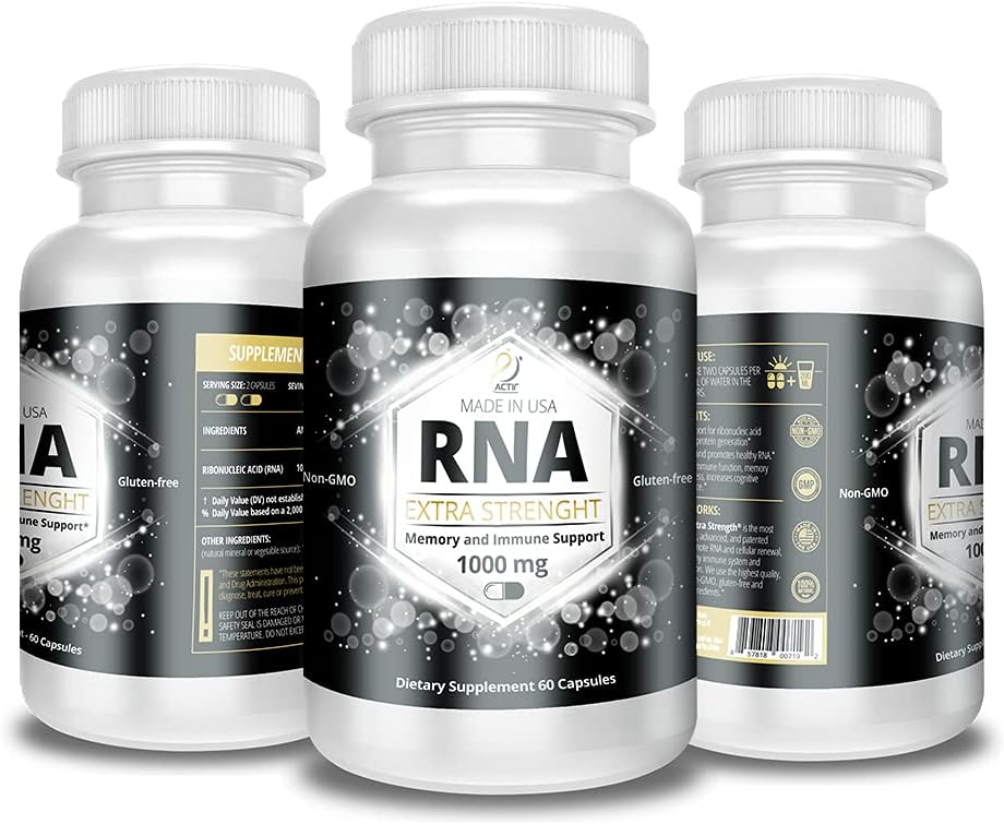 Extra Strength ACTIF RNA Supplement for Memory and Immune Support - 1000mg, 60 Capsules