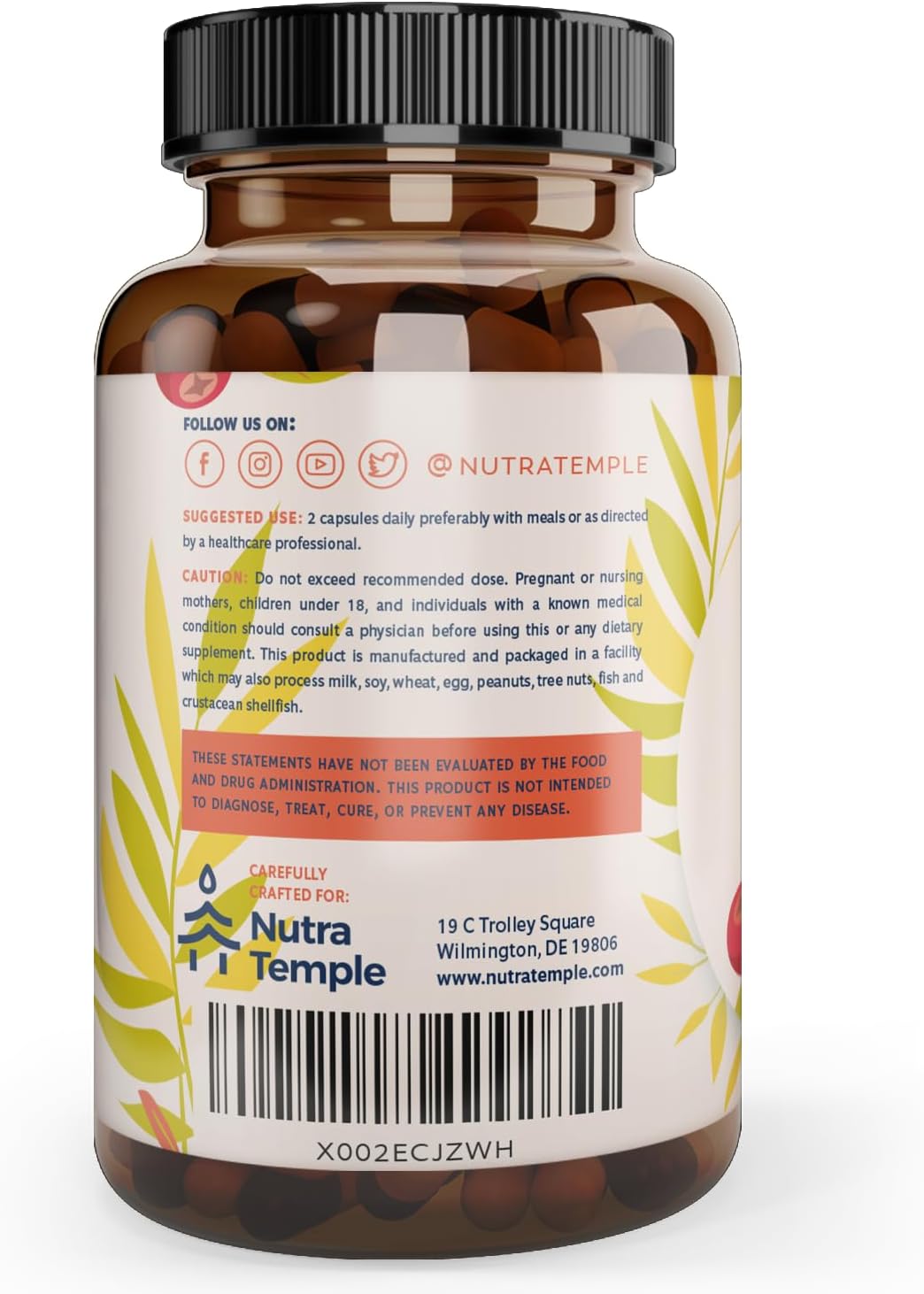 Extra Strength Adrenal Support & Cortisol Manager Supplement with Ashwagandha & Rhodiola Rosea - 60 Non GMO Pills for Energy & Brain Fog