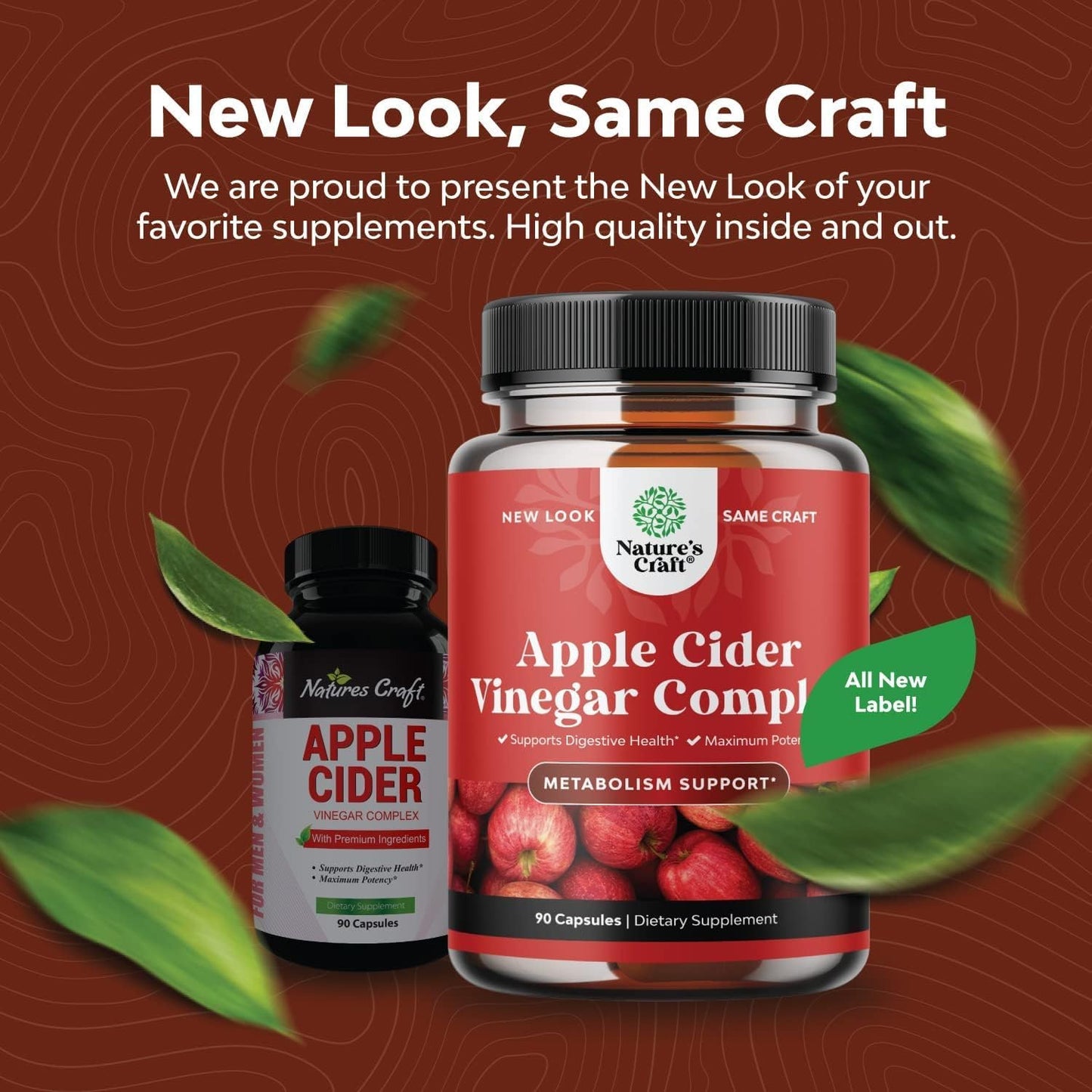 Extra Strength Apple Cider Vinegar Capsules for Gut Cleanse and Full Body Detox - ACV Cleanse and Detox Pills with Cayenne for Digestive Health - Natures Craft (30 Servings)