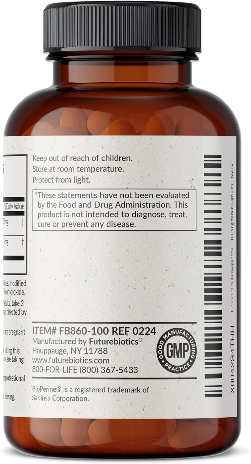 Extra Strength Ashwagandha with BioPerine for Stress & Mood Support - Non GMO, 100 Veg Capsules