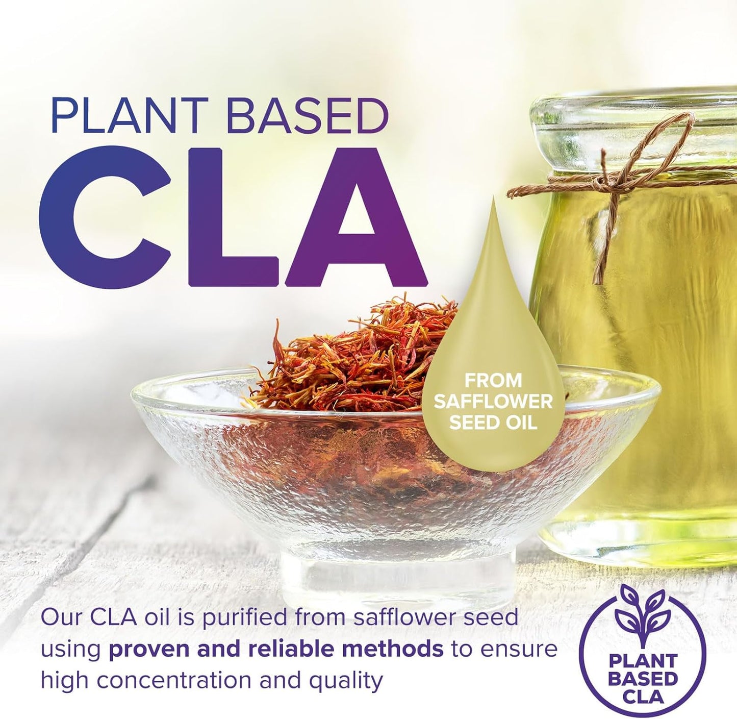 Extra Strength CLA Supplement 1560mg - Lean Muscle & Energy Support - Safflower Capsules - 60 Softgels