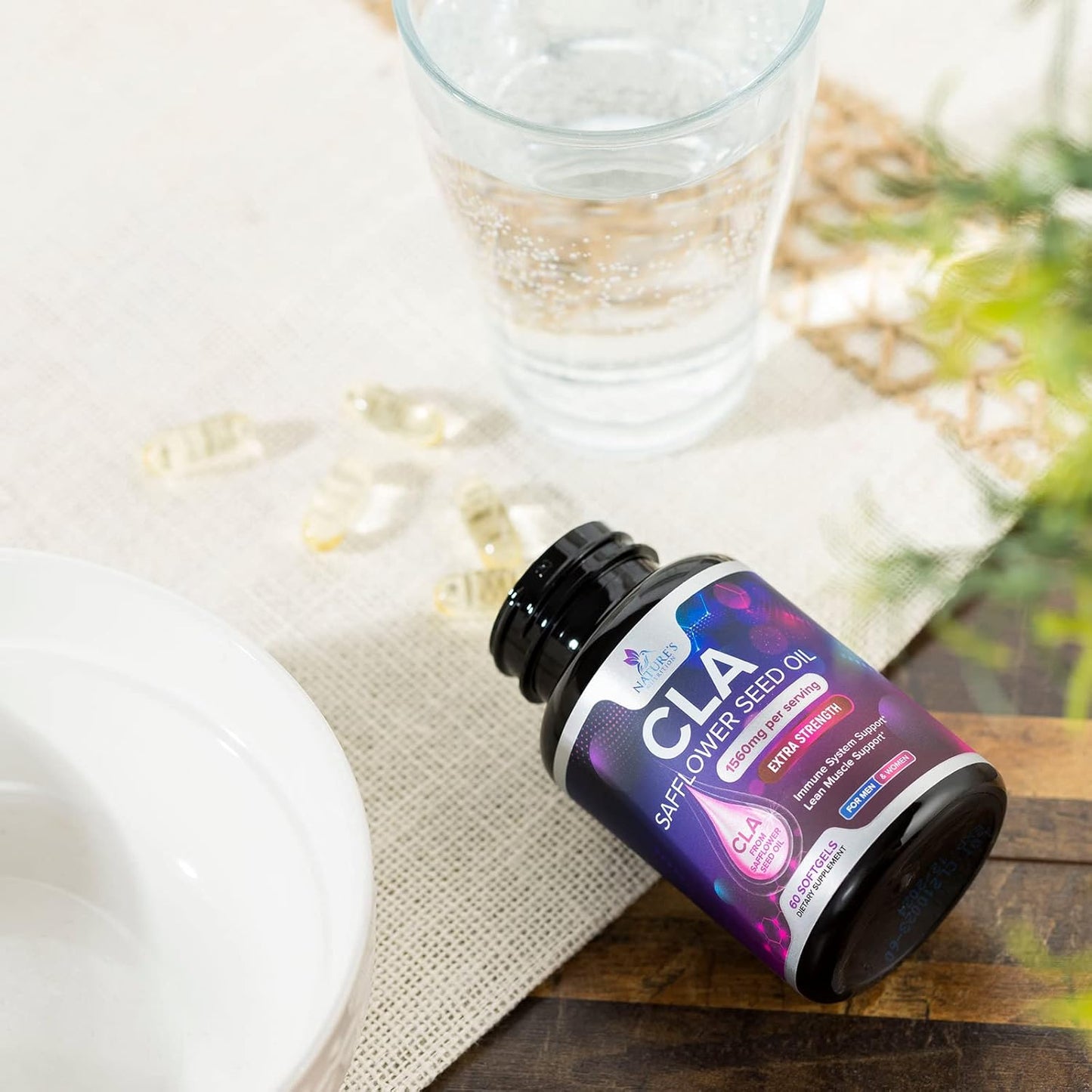 Extra Strength CLA Supplement 1560mg - Lean Muscle & Energy Support - Safflower Capsules - 60 Softgels