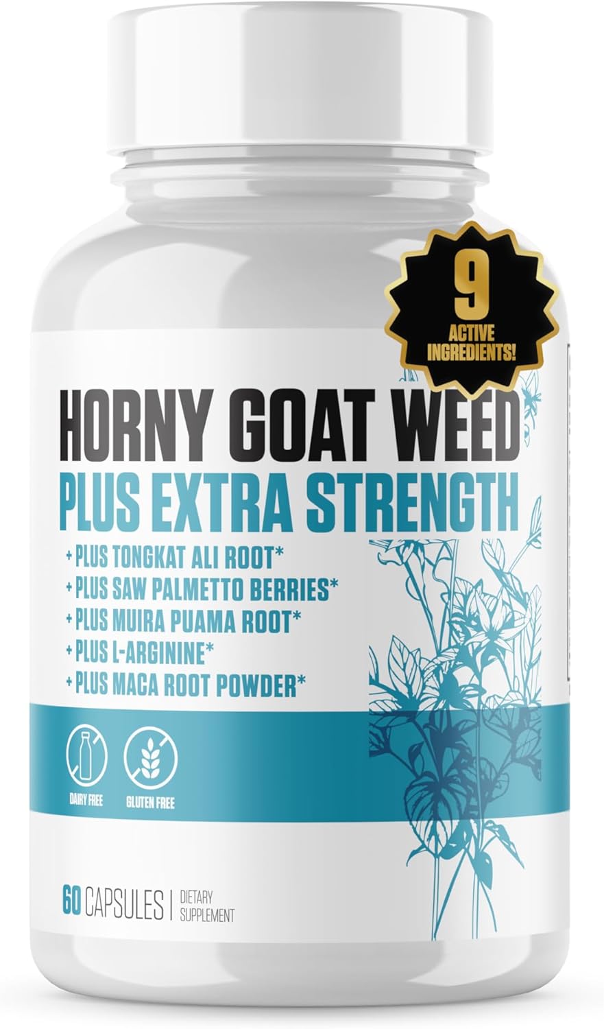 Extra Strength EPN Supplements Horny Goat Weed with Tongkat Ali, Maca Root & L-Arginine - Boost Drive, Stamina, Blood Flow & Mood - 60 Capsules