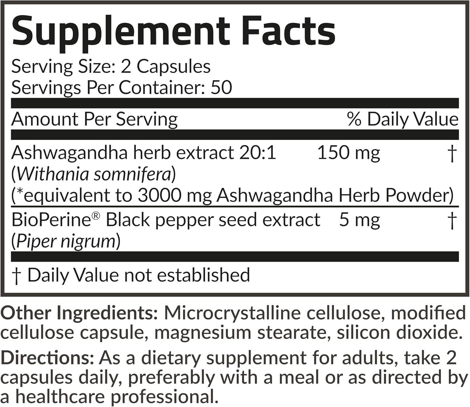 Extra Strength Futurebiotics Ashwagandha Capsules with BioPerine for Stress & Mood - 100 Veg Caps, Non GMO